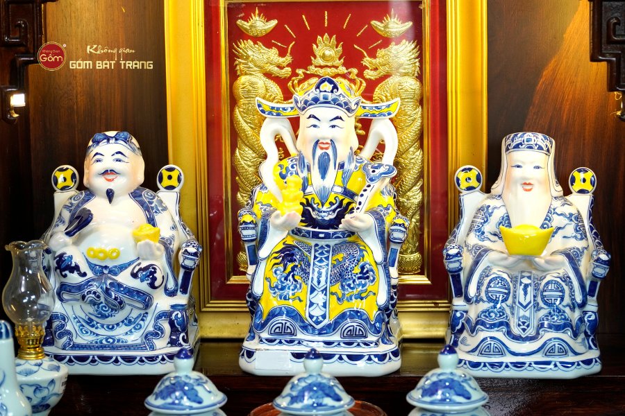 Thần Tài - Thổ Địa men lam
