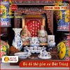 bộ đồ thờ thần tài men lam vẽ vàng
