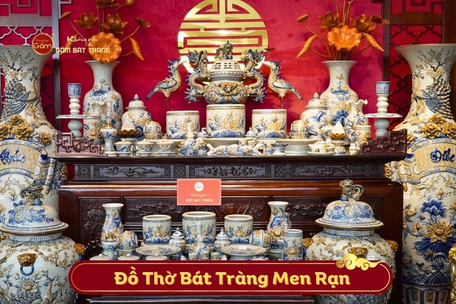 đồ thờ bát tràng gia tiên men rạn